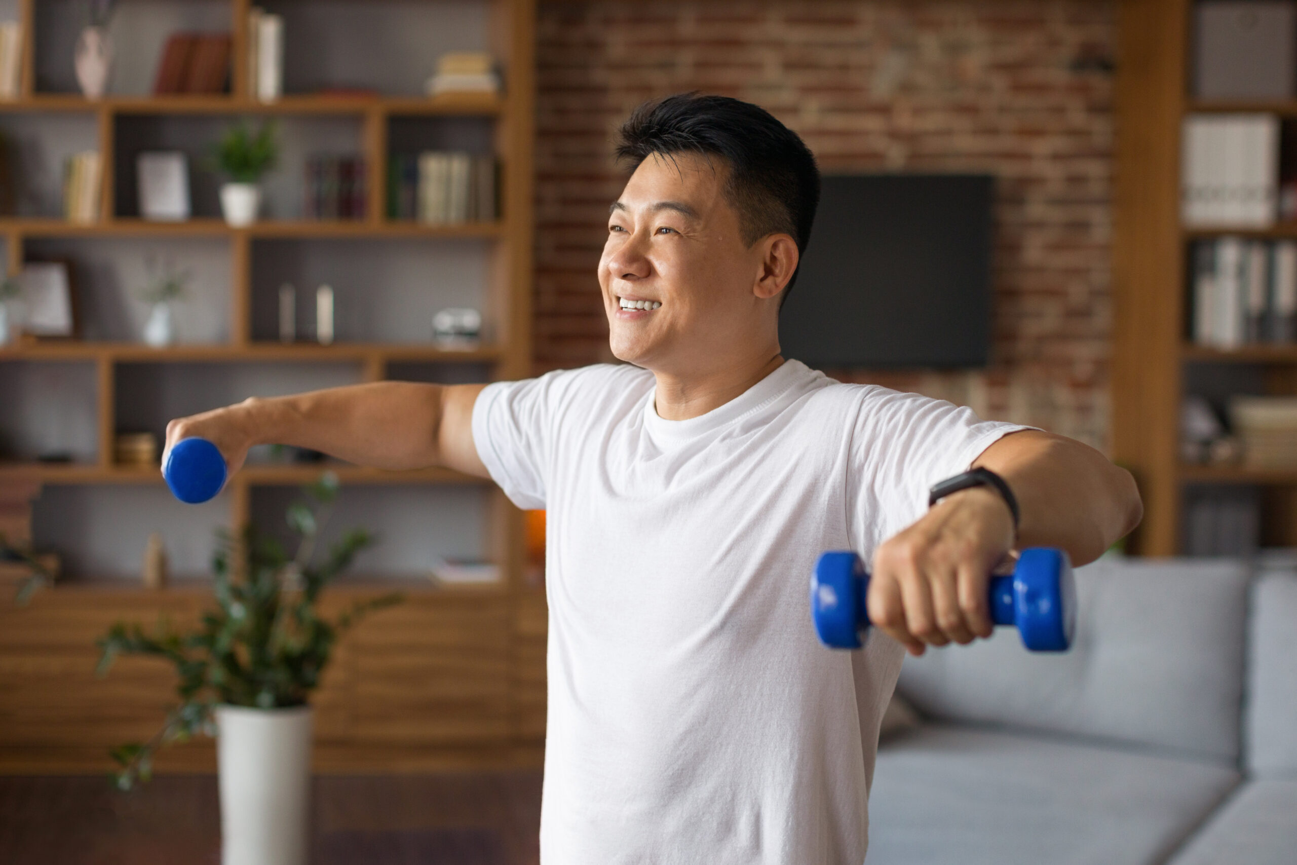 Person exercising at home